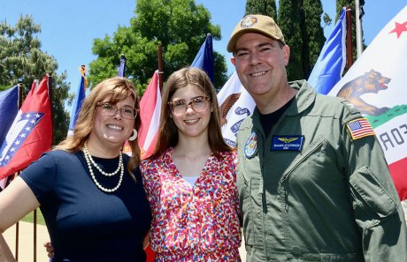 The new base commander with wife Jamie and daughter Aideen at the end of the ceremony.